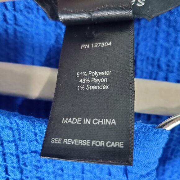 Ali Miles Womens Blue Bell Sleeve Asymmetrical Hem Cutout Tunic Top Size XL - Picture 6 of 7